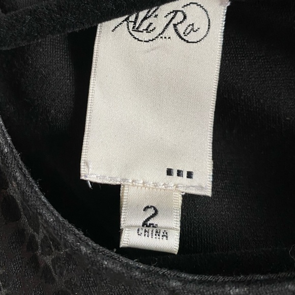 *SOLD* Ali Ro Metallic Leopard Print Sleeveless Black Skater Mini Dress 2 - Picture 4 of 13